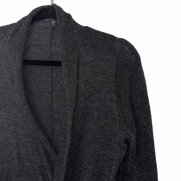 Eileen Fisher Dark Gray Sparkly Merino Wool Blend Cardigan - Size XL - Picture 1 of 6